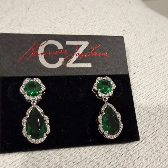 Kenneth Jay Lane Cubic Zirconia TearDrop Earrings - Picture 6 of 7